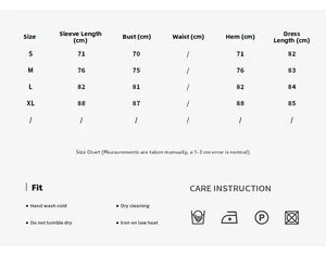Gedetailleerde maattabel voor sexy bodycon mini-jurk met maten in cm voor de maten S tot XL