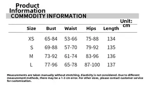 Size chart for black knit maxi dress showing XS to L bust waist and length in cm