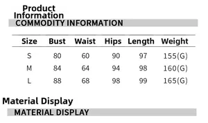 Size chart showing bust, waist, and hip measurements for this satin party maxi dress