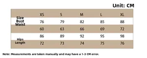 Detailed size chart for knitted sleeveless dress showing XS to XL body measurements