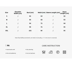 Size chart for halter neck cutout mini dress showing S-XXL dimensions and care instructions