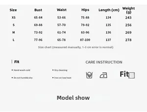 Tableau des tailles et conseils d'entretien pour robe longue en maille ajustée femme
