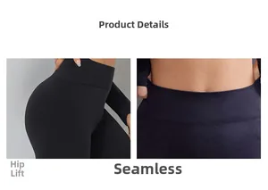 Detailsicht der nahtlosen High-Waist Yoga-Shorts mit Push-Up Effekt in Schwarz