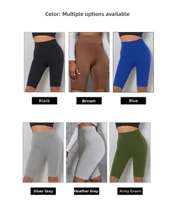 Collage aus nahtlosen Yoga-Shorts mit hoher Taille in sechs sportlichen Trendfarben