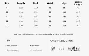 Detailed sizing chart for women's irregular one-shoulder dress with measurements in S to XXL