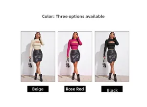 Dettaglio di maglie corte a maniche lunghe in tre colori con ritaglio sul petto sottile