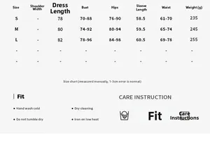 Detailed size chart for square neck mesh long sleeve dress showing S to L measurements