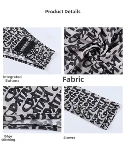 Detailed views of mesh bodysuit showing snap closures, mesh texture and letter print pattern