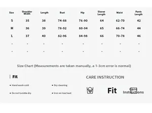 Detailed size chart for women's ribbed long sleeve top and shorts athletic set