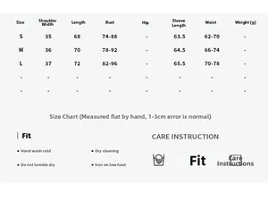 Detailed size chart for printed mesh bodysuit including S, M, L measurements and care info