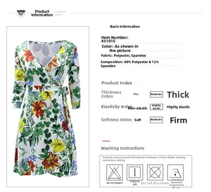 V-Ausschnitt Kleid mit Blumenmuster, tropischem Lilienprint und Materialangaben