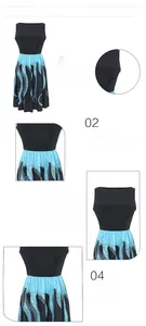 Detail view of octopus print stitching on the waist and hem of a vintage sleeveless dress