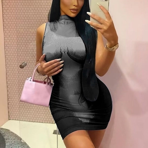 Detail of body print on sleeveless bodycon dress with realistic 3D graphic torso design