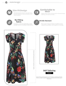Détail de robe longue fleurie avec taille haute et coupe 3D à 360 degrés ajustée