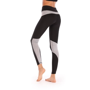 High-waisted color block yoga leggings in black and grey for fitness and running