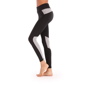 Women's high waist yoga leggings with grey contrast stitching and body shaping fit