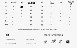 Size chart for high waist yoga pants with waist, hip, and length specs in centimeters