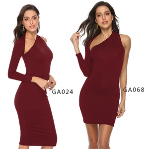 Women Sexy Asymmetric One Shoulder Long Sleeve Bodycon Dress Slim Fit Elegant Party Evening Midi Mini Dress Polyester Spandex