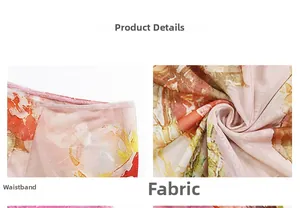 Detailaufnahme des atmungsaktiven Mesh-Stoffs mit Ölgemälde-Blumenmuster auf der Hose