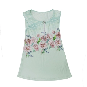 Haut sans manches vert menthe pour femme avec imprimé floral et col zippé tendance