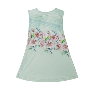 Robe sans manches pour fille vert menthe avec motifs floraux et haut à carreaux
