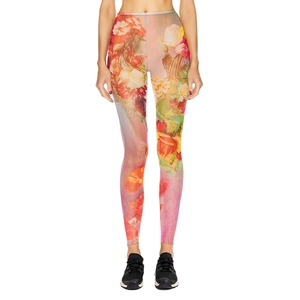 Damen Mesh Digitaldruck Leggings Sexy Künstlerisch Blumig Hohe Taille Slim Fit Neun-Zehntel-Länge Hosen Mode Freizeit Hosen