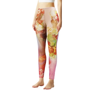 Damen Schlankheits-Leggings mit hoher Taille und buntem abstrakten Blumendruck