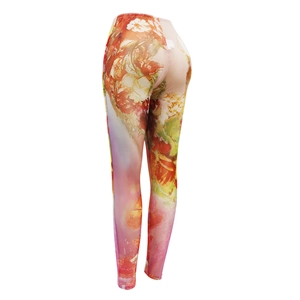 Damen High Waist Mesh Leggings mit lebhaftem abstrakten floralen Digitaldruck-Design