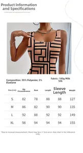 Tableau des tailles pour robe sans manches à imprimé géométrique et col en U