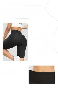 Dettaglio dei pantaloni sauna a vita alta con cuciture a compressione ed effetto