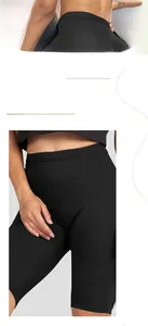 Dettagli dei pantaloncini da yoga sauna a vita alta con design a V per sollevamento glutei