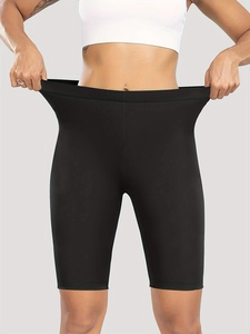 Pantaloncini sauna neri a vita alta da donna con controllo addominale e alta elasticità