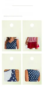 Détails du col en V, de la taille ajustée et des motifs du drapeau sur une robe d'été