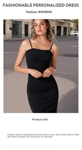 Detail of black slip dress fabric made of 95% polyester and 5% spandex milk silk
