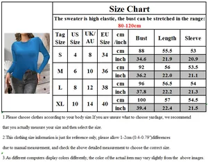 Tableau des tailles détaillé pour pull en tricot femme avec mesures US/UK/EU précises