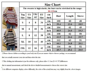 Tableau des tailles détaillé pour pull de Noël femme, mesures du S au 2XL inclus