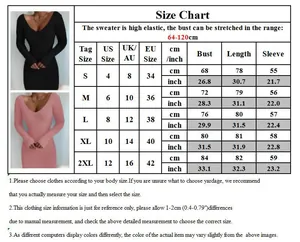 Tableau des tailles pour robe en maille à col en V avec mesures US, UK et EU