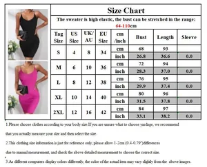 Guide des tailles pour robe tricotée sans manches à col en V avec détails de mesure