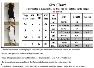 Detailed size chart for one-shoulder bodycon dress showing bust and length measurements