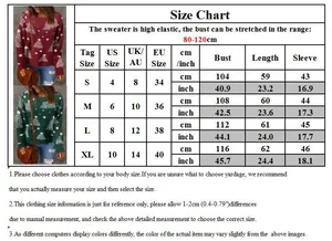 Tableau des tailles pour pull de Noël femme avec mesures précises en cm et pouces