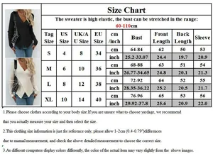 Tableau des tailles pour pull cache-cœur femme avec mesures US EU UK et guide d'élasticité