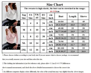 Detailed women's sweater size chart with US/EU measurements for V-neck knitwear