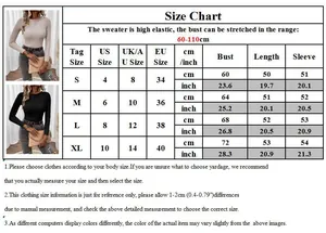 Size chart for women's knit sweater showing US EU UK sizes and elastic measurements