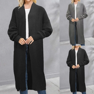 Women Long Knit Cardigan Sweater Loose Drop Shoulder Open Front Coat Autumn Winter Casual Outerwear Knitwear