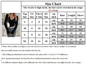 Detailed size chart for the women's sexy V-neck high-stretch knitted sweater in black
