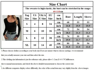 Detailed size chart for women's high elastic U-neck knit sweater with bust measurements