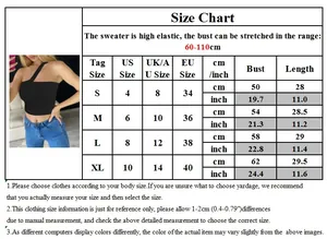 Tabella taglie per top corto in maglia a una spalla con misure US, UK, AU ed EU