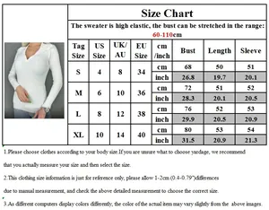 Tableau des tailles détaillé pour pull en tricot polo femme avec mesures US UK EU