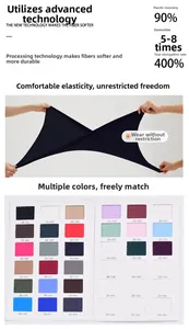 Détail du tissu élastique noir avec un nuancier de 36 couleurs pour vêtements de sport