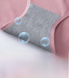 Detail of grey Ag+ silver ion antibacterial inner crotch on pink cotton maternity underwear